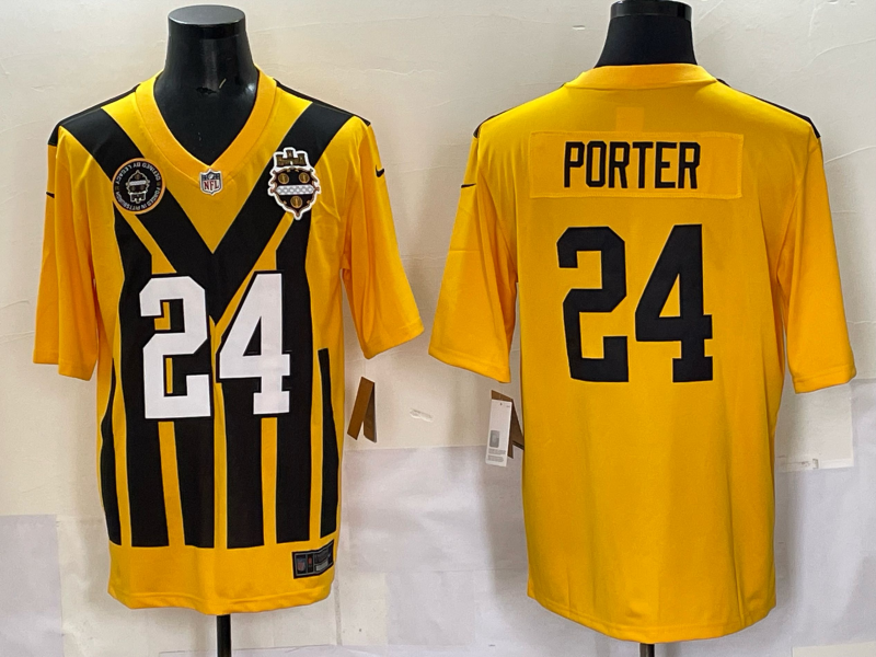 Men Pittsburgh Steelers 24 Porter Yellow Retro 2025 Nike Limited NFL Jersey style 001